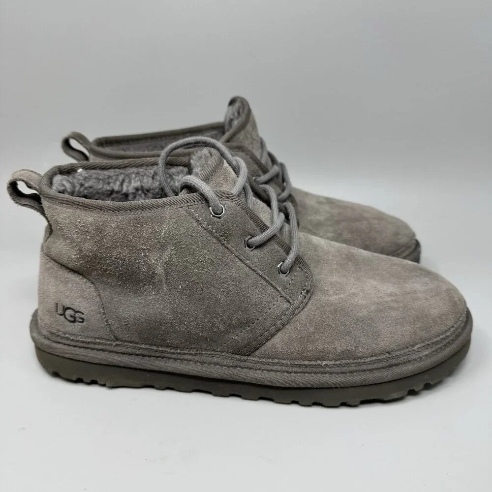 UGG NEUMEL Charcoal SUEDE SHEEPSKIN CASUAL ANKLE MEN'S BOOTS SIZE US 10